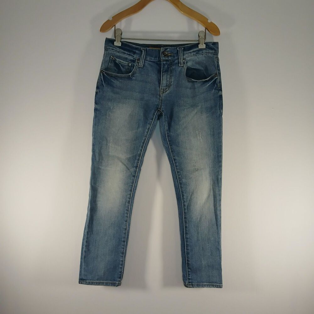 Refuge Distressed Denim Capri Jeans Size 0 Y2K Light Wash Stretch Grunge Coastal